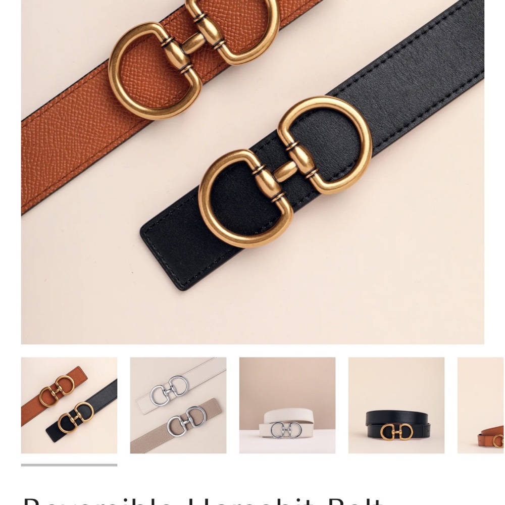 Stylish Gold Buckle Belt Duo - Black and Tan